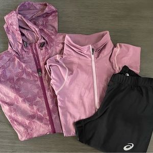 Asics Women's Pink and Black Jacket Set